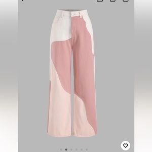 CIDER Straight Leg Patchy Pink Jeans